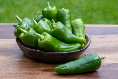 Padron belediyesinden Padron yeşili İspanyol biberi ya da Herbn biberi çeşitleri, ızgara ya da barbekü.