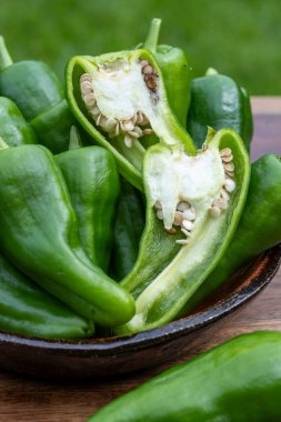 Padron belediyesinden Padron yeşili İspanyol biberi ya da Herbn biberi çeşitleri, ızgara ya da barbekü.