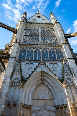 Tours street view, city on Central Loire valley, cathedral of Tours, dedicated to Saint Gatien, visiting on castles of Loire valley, France in summer clipart