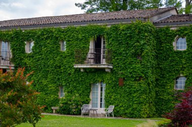 Martillac 'ta Bordeaux yakınlarındaki eski evlere kırsal manzaralar, Fransa' da şarap üreten bölgeler, Bordeaux 'da şarap turları