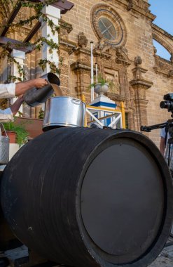 Harvest festival in Jerez de la Frontera, first pressing of grapes juice and filling of first sherry barrel, jerez fortified wine, Andalusia, Spain in September, tourist destination clipart