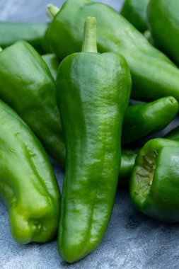 İspanya 'nın kuzeybatısındaki Padron belediyesinden mangal ya da barbekü için çeşitli biber biberi çeşitleri.