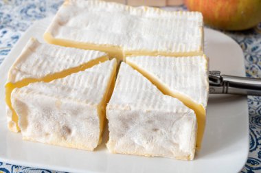 Fransız kare pont l 'eveque inek peyniri Calvados, Normandiya, Fransa' dan