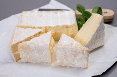 Fransız yumuşak kare pont l 'eveque çiğ inek sütlü peynir Calvados departmanı, Normandiya, Fransa