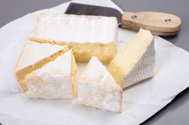 Fransız yumuşak kare pont l 'eveque çiğ inek sütlü peynir Calvados departmanı, Normandiya, Fransa