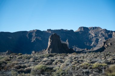 Tenerife 'deki Teide Ulusal Parkı' nın ziyareti ve kışın volkanik manzaralar, Kanarya Adaları, İspanya