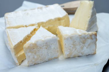 Fransız yumuşak kare pont l 'eveque çiğ inek sütlü peynir Calvados departmanı, Normandiya, Fransa