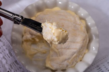 Fransız dauphinois peyniri koleksiyonu, Saint-Marcellin, kremalı Aziz Felicien inek sütlü peynir ve beyaz küflü