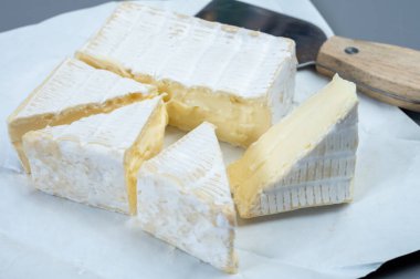 Fransız yumuşak kare pont l 'eveque çiğ inek sütlü peynir Calvados departmanı, Normandiya, Fransa