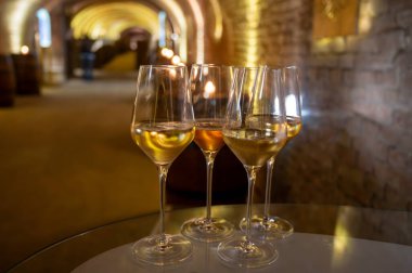 Şarap mahzeni ziyareti, brüt şampanya tatma yeraltı mağaralarında geleneksel yöntemle üretilen köpüklü şarap, şarap imalatı endüstrisi.