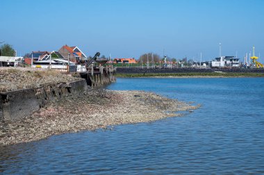 Gelgit zamanı Yerseke 'deki Oosterschelde' ye bakın, çeşitli yabani deniz kabukları ve istiridyelerin toplanıp yenmesine izin veriliyor, Zeeland, Hollanda