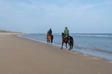 Kuzey Denizi 'nin sıcacık sahil köyünde beyaz kumlu bir sahil. Flanders, De Haan veya Le Coq sur Mer' de Belle Epoque tarzında inşa edilmiş.