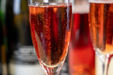 Gül ve şarap tatma, köpüklü pembe şarap, büyük rezerv, Grand Cru Ay-Şampanya Şarabı Vallee de la Marne köyü, şampanya bölgesi, Fransa