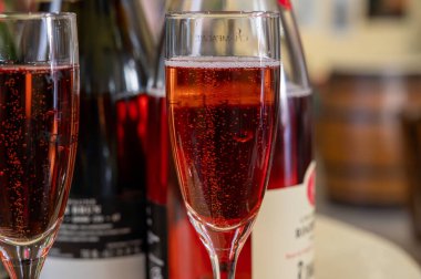 Gül ve şarap tatma, köpüklü pembe şarap, büyük rezerv, Grand Cru Ay-Şampanya Şarabı Vallee de la Marne köyü, şampanya bölgesi, Fransa