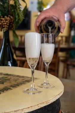 Beyaz, köpüklü şarap brut, Grand Rezerv, Grand Cru 'da şampanya Vallee de la Marne' da köy yapımı Ay-Şampanya Şarabı, Champagne Bölgesi, Fransa