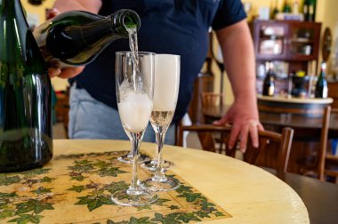 Beyaz, köpüklü şarap brut, Grand Rezerv, Grand Cru 'da şampanya Vallee de la Marne' da köy yapımı Ay-Şampanya Şarabı, Champagne Bölgesi, Fransa