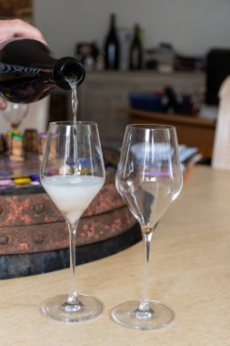 Beyaz şarap brut, büyük rezervler, şampanya, ay-şampanya eski büyük cru şarap Vallee de la Marne köyü, şampanya, Fransa turu