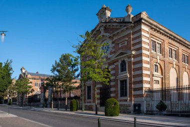 Şampanya Bulvarı 'nda gün batımında yürümek, Epernay, Fransa, cadde manzarası, ağaçlar, dekorasyonlar, gün ışığında şampanya evleri.