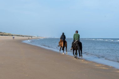 Kuzey Denizi 'nin sıcacık sahil köyünde beyaz kumlu bir sahil. Flanders, De Haan veya Le Coq sur Mer' de Belle Epoque tarzında inşa edilmiş.