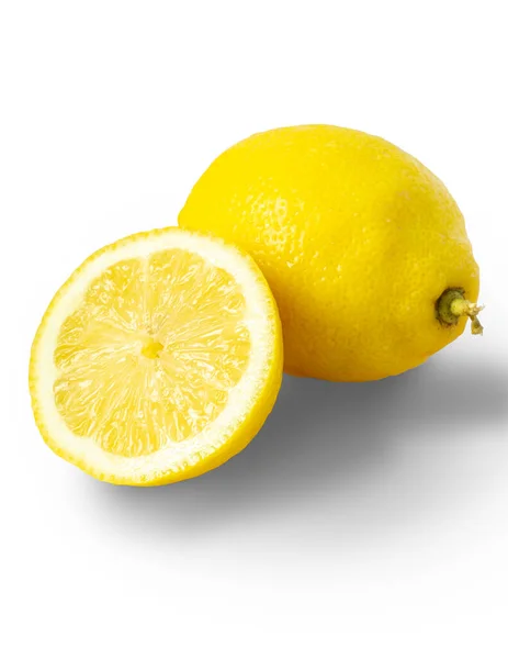 Zitronenscheiben Isoliert Auf Weißem Hintergrund Steilpfad — Stockfoto
