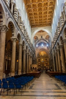 Pisa, Italy, 14 April 2022: Beautiful interior of the Pisa Cathedral