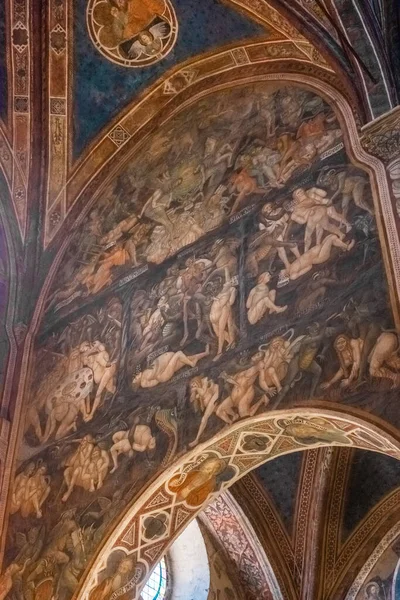 San Gimignano Italien April 2022 Vackra Fresker Medeltida Katedralen — Stockfoto