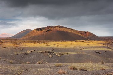 Landscape of El Cuervo Volcano in Lanzarote, Canary Islands, Spain