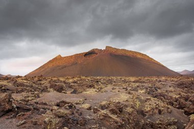 Landscape of El Cuervo Volcano in Lanzarote, Canary Islands, Spain