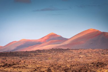 Wild volcanic landscape of the Timanfaya National Park, Lanzarote, Canary Islands, Spain