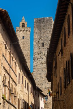 Ancient medieval tower in the town center of San Gimignano, Tuscany, Italy