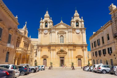 Mdina, Malta, 21 Mayıs 2022: St. Paul Katedrali cephesi