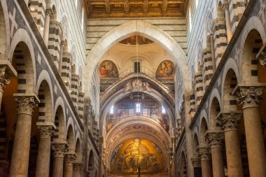 Pisa, Italy, 14 April 2022: Beautiful interior of the Pisa Cathedral