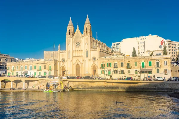 Sliema Malta Mei 2022 Kathedraal Direct Aan Haven Van Sliema — Stockfoto