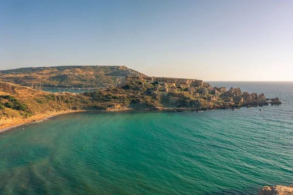 stock image Ghajn Tuffieha Beach at sunset, in the Golden Bay of Malta