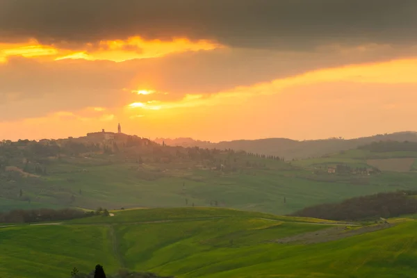 Amazing Sunrise Green Hills Tuscany Countryside Italy — Stockfoto