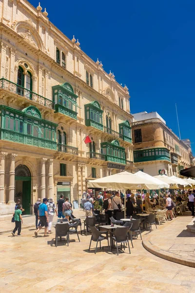 Valletta Malta 2022 Valletta Old Town 전통적 발코니가 — 스톡 사진