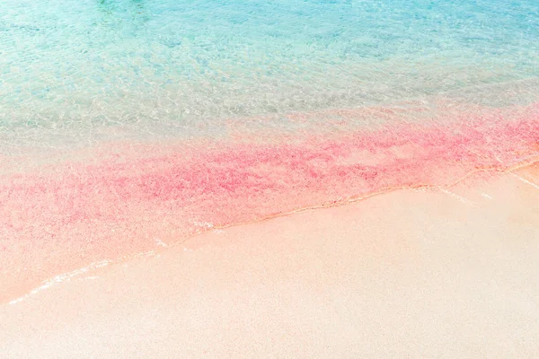希腊克里特岛Elafonissi海滩迷人的粉色沙滩 水晶般清澈 — 图库照片