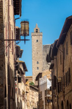 Ancient medieval tower in the town center of San Gimignano, Tuscany, Italy