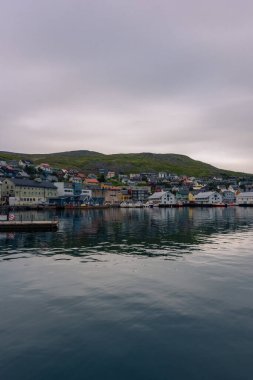 Honningsvag, Norway, 13 August 2022: The harbor of Honningsvag, considered the northernmost town in the world, a few kilometers down North Cape