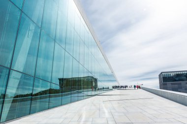 Oslo, Norway, 7 August 2022: The Oslo Opera House, modern theater similar to an iceberg