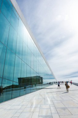 Oslo, Norway, 7 August 2022: The Oslo Opera House, modern theater similar to an iceberg