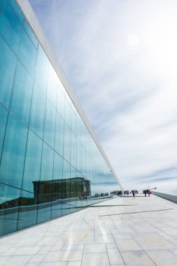 Oslo, Norway, 7 August 2022: The Oslo Opera House, modern theater similar to an iceberg