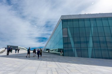 Oslo, Norway, 7 August 2022: The Oslo Opera House, modern theater similar to an iceberg