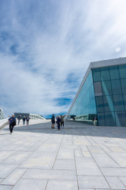 Oslo, Norway, 7 August 2022: The Oslo Opera House, modern theater similar to an iceberg