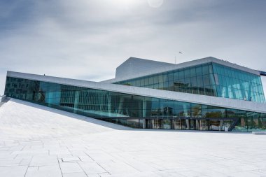 Oslo, Norway, 7 August 2022: The Oslo Opera House, modern theater similar to an iceberg