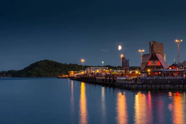 Осло Норвегия Августа 2022 Года Прекрасный Вид Залив Осло Ночью — стоковое фото