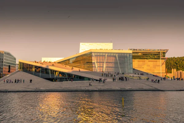 Oslo, Norway, 7 August 2022: The Oslo Opera House at sunset