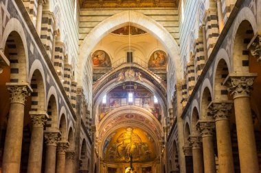 Pisa, Italy, 14 April 2022: Beautiful interior of the Pisa Cathedral