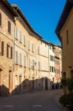 San Quirico d'Orcia, Italy, 16 April 2022: View of the medieval town