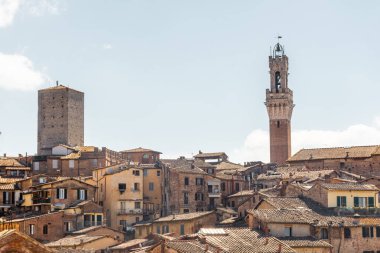 Siena, Italy, 17 April 2022: Beautiful cityscape of the medieval historic center
